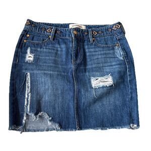 Liverpool Skirt Size 4 / 27 Jean Mini Womens Aztec Distressed Small Denim Short